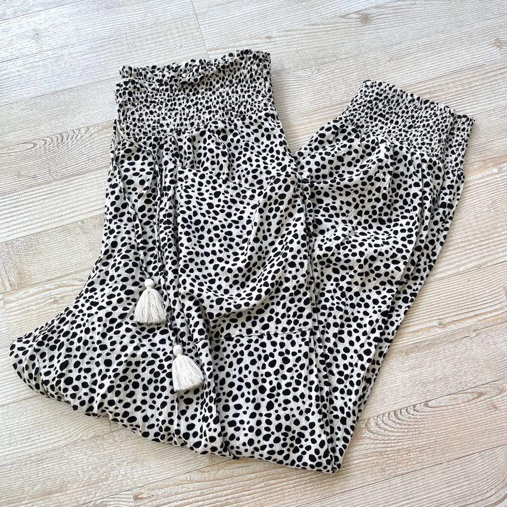 Aerie Dalmatian Print Harem Jogger Pants | White/Black Large